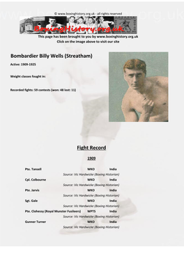 Bombardier Billy Wells (Streatham)