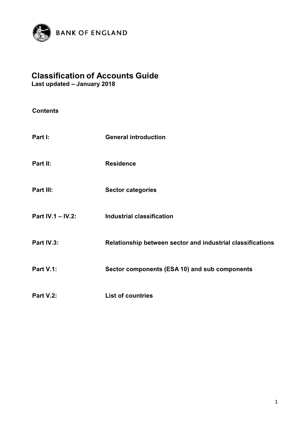 Classification of Accounts Guide Last Updated – January 2018