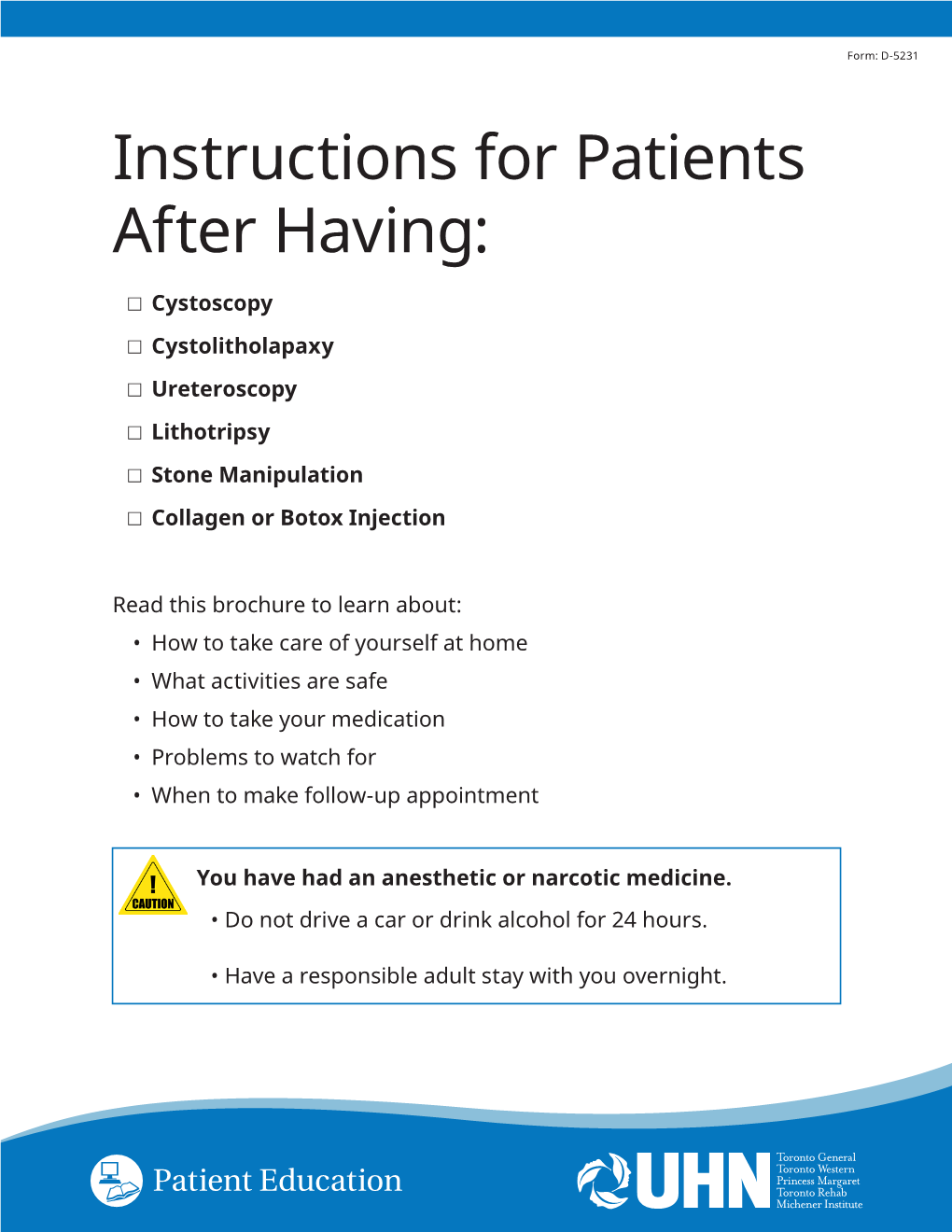 Instructions for Patients After Having: Cystoscopy