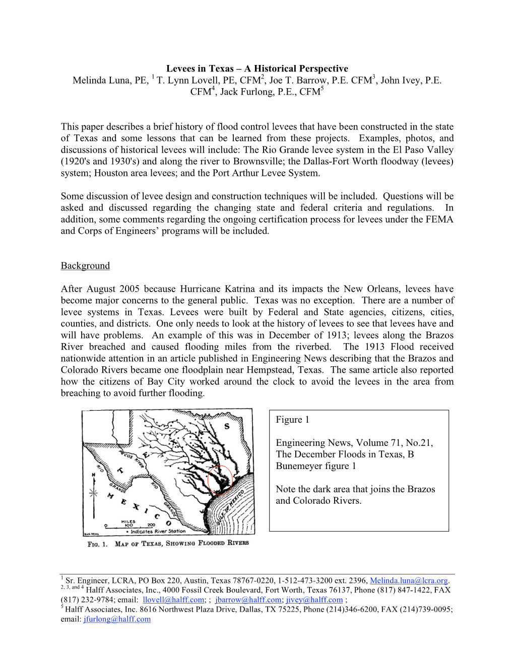 Levees in Texas – a Historical Perspective Melinda Luna, PE, 1 T