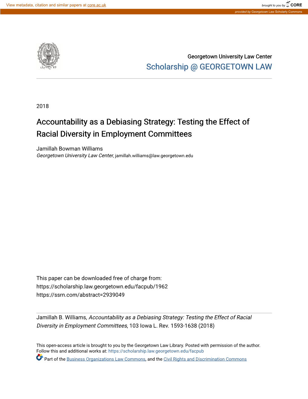Accountability As a Debiasing Strategy: Testing the Effect of Racial Diversity in Employment Committees