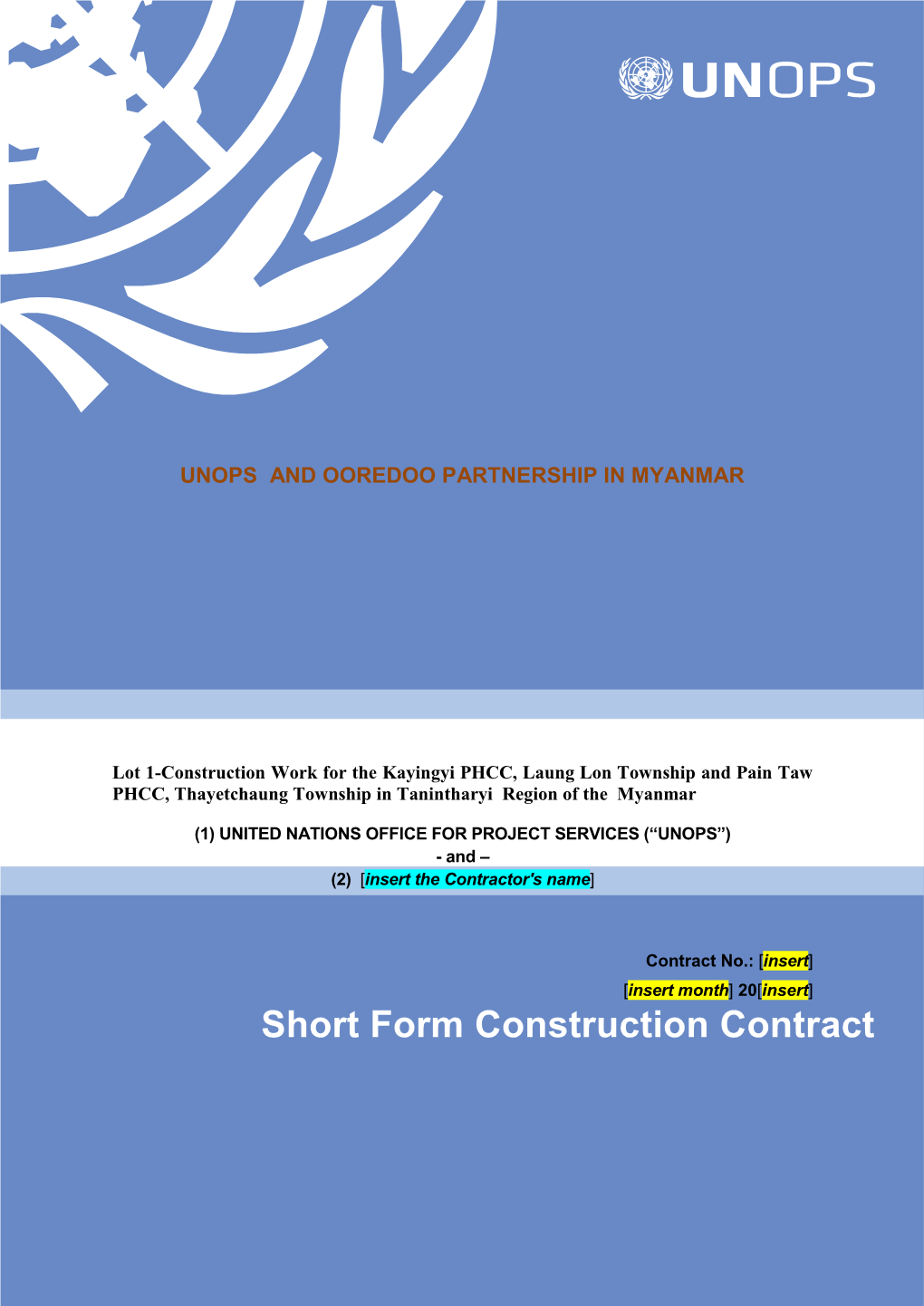 Short Form Construction Contract SHORT FORM CONSTRUCTION CONTRACT