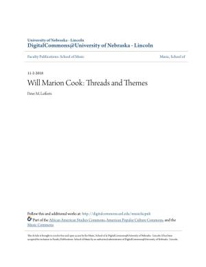 Will Marion Cook: Threads and Themes Peter M
