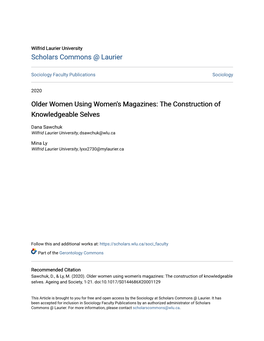 Older Women Using Women's Magazines: the Construction of Knowledgeable Selves