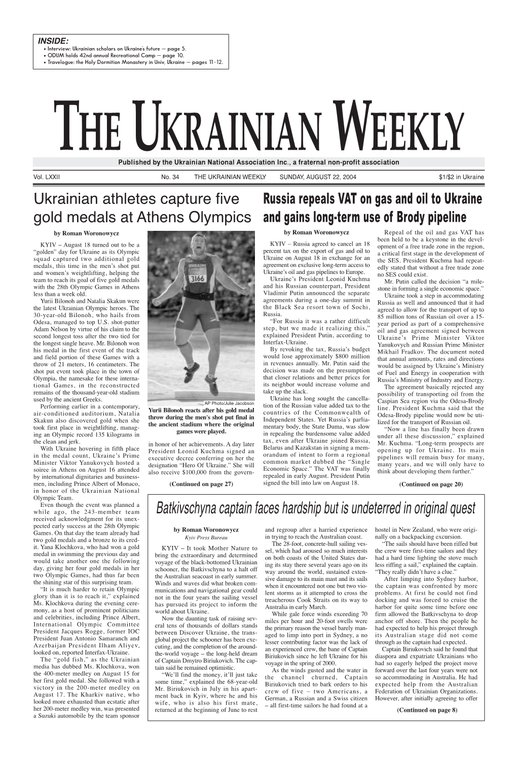 The Ukrainian Weekly 2004, No.34