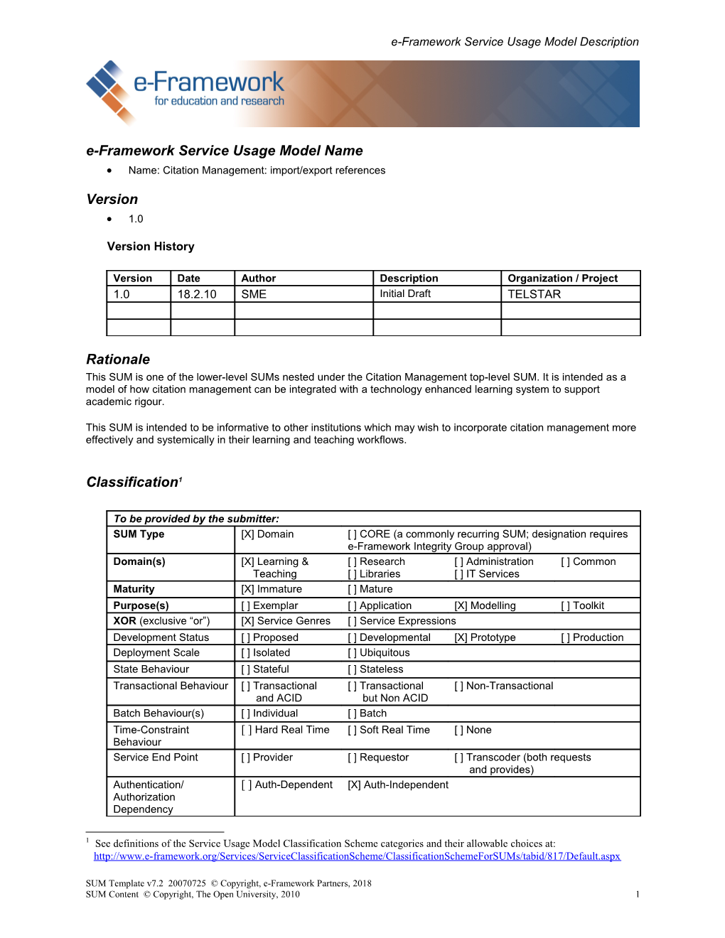 E-Framework Service Usage Model Description s1