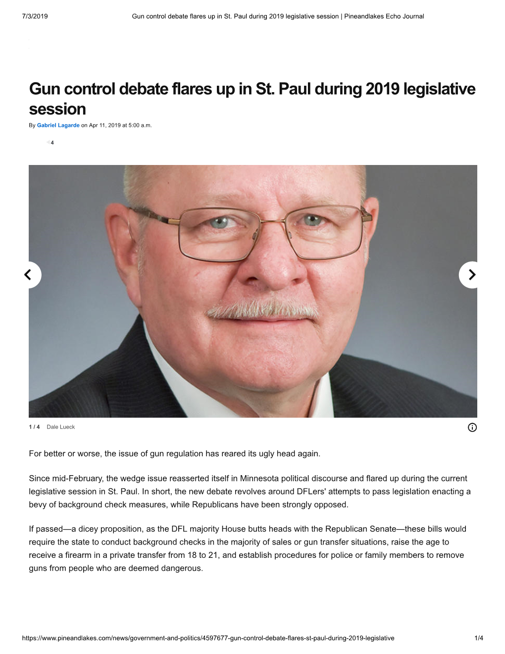 Gun Control Debate Flares up in St. Paul During 2019 Legislative Session | Pineandlakes Echo Journal