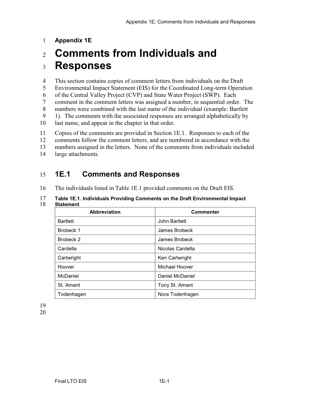 Final Environmental Impact Statement for the Coordinated Long-Term