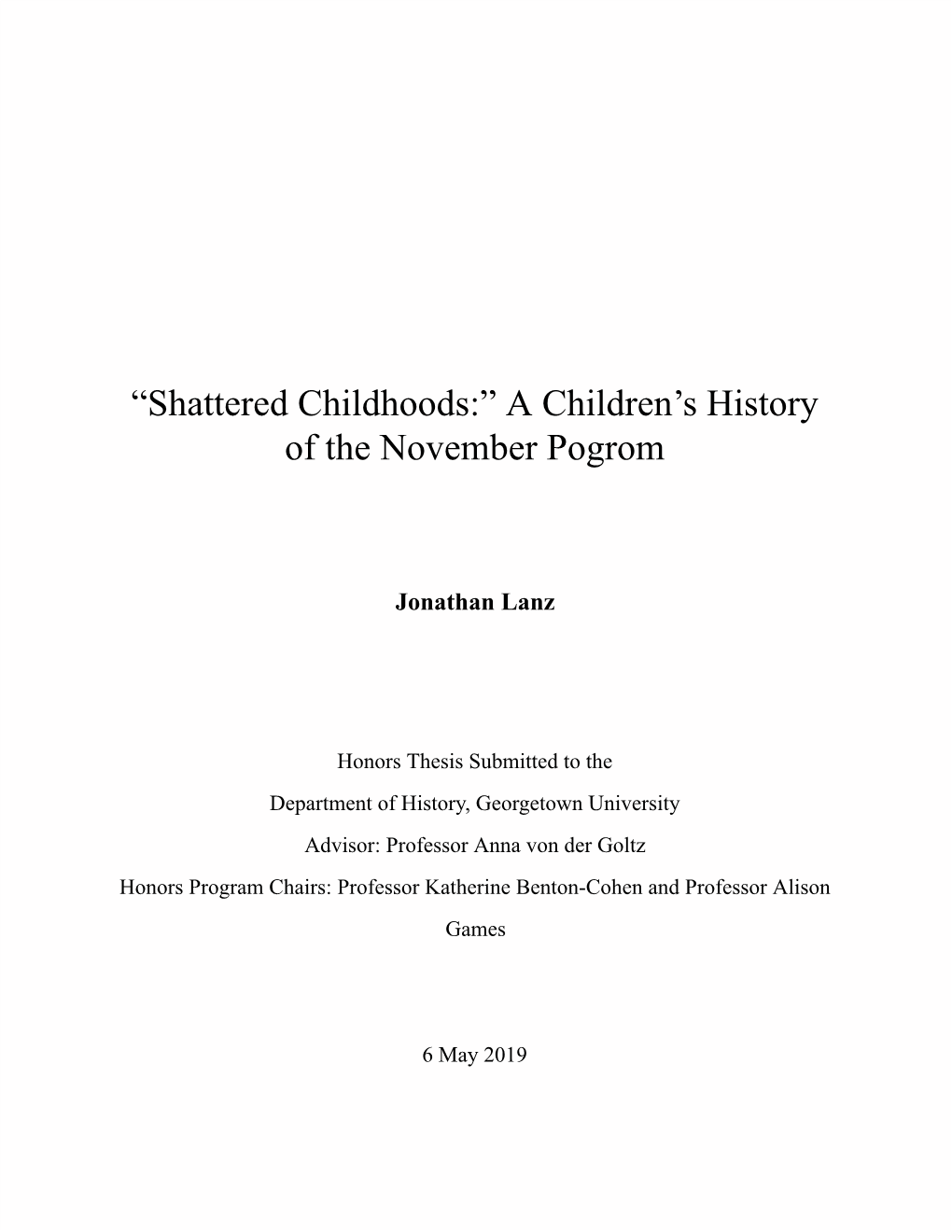 A Children's History of the November Pogrom