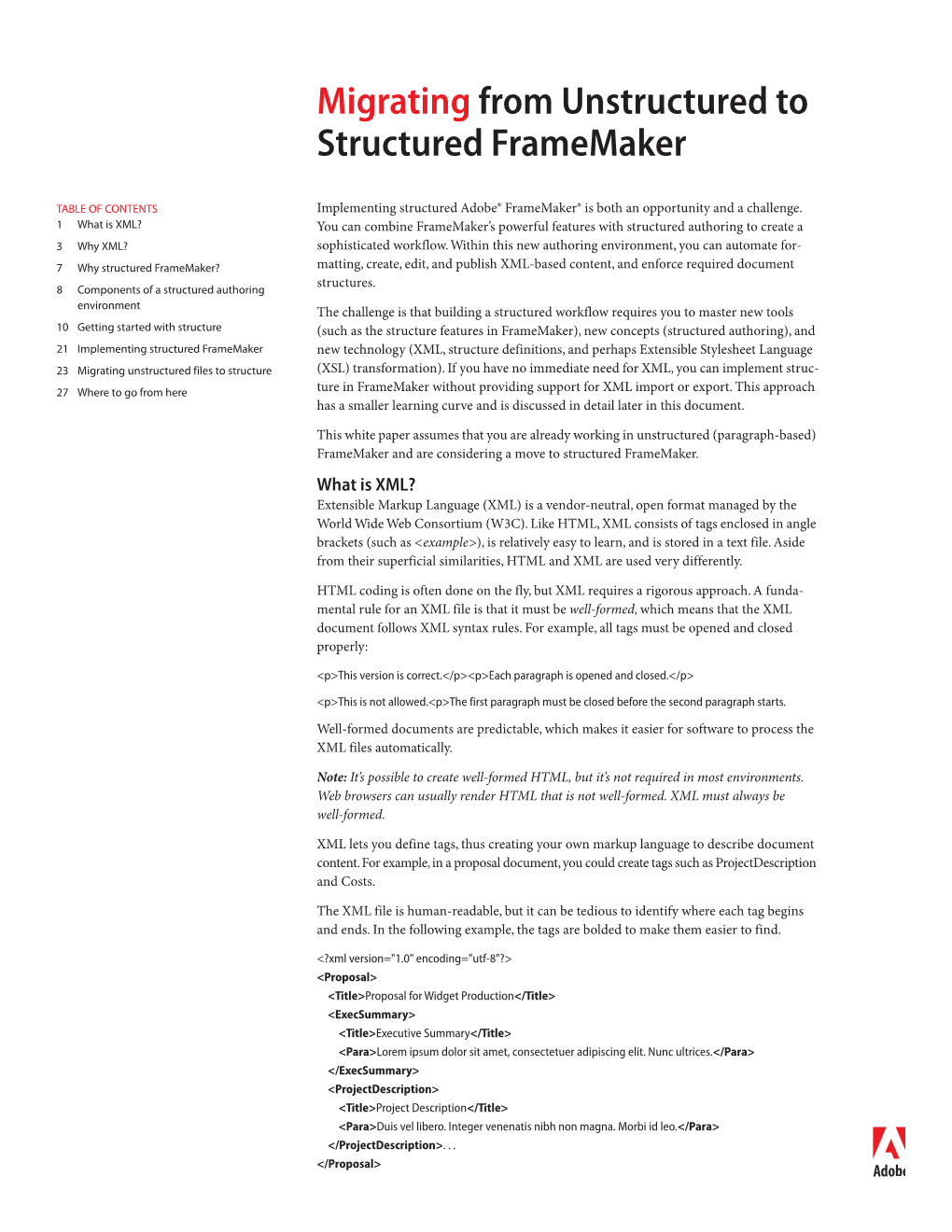 Migrating from Unstructured to Structured Framemaker