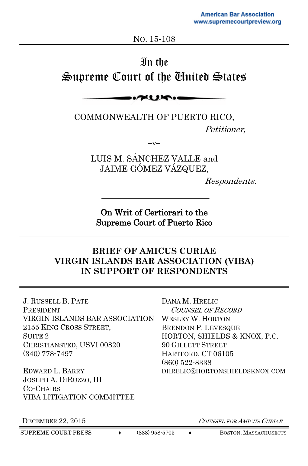 Amicus Brief for Virgin Islands Bar Association