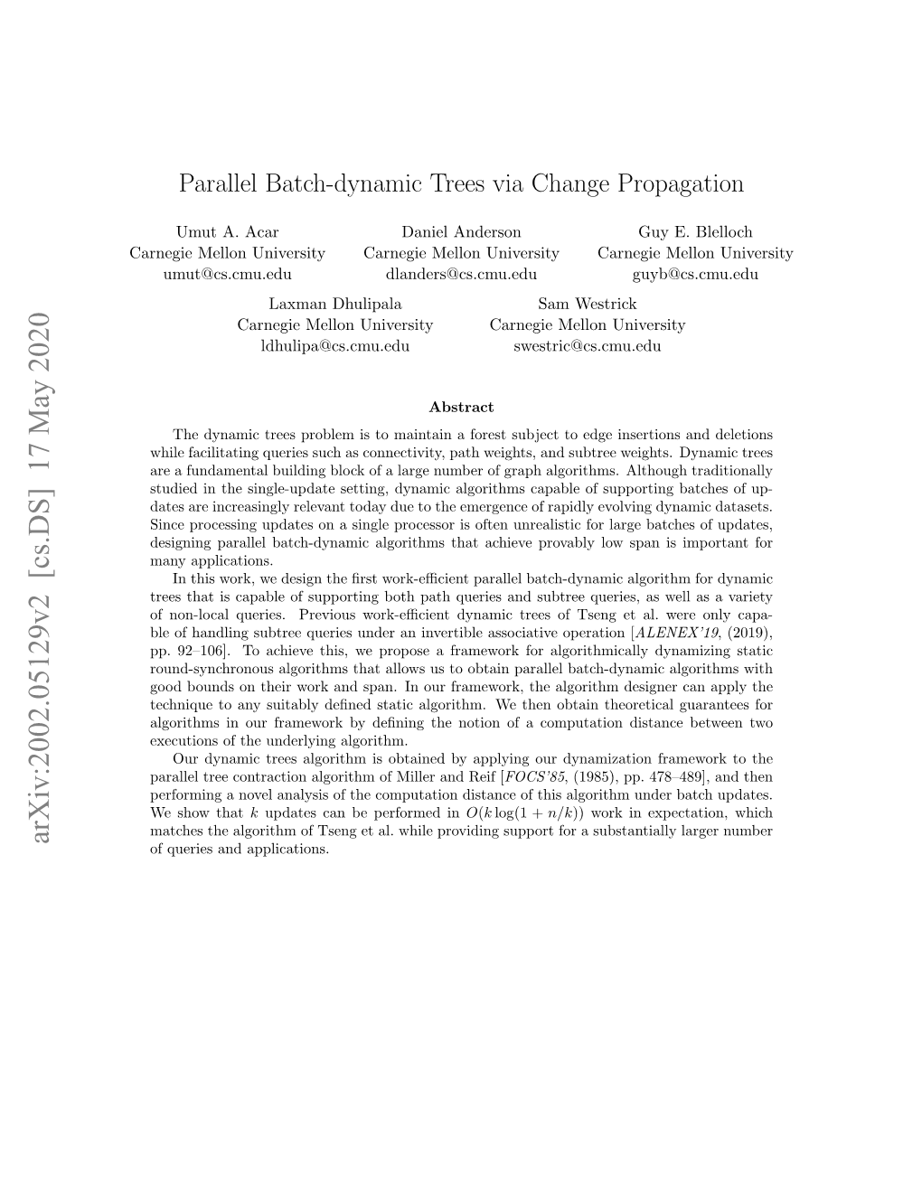 Parallel Batch-Dynamic Trees Via Change Propagation