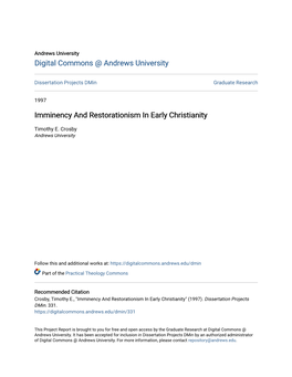 Imminency and Restorationism in Early Christianity