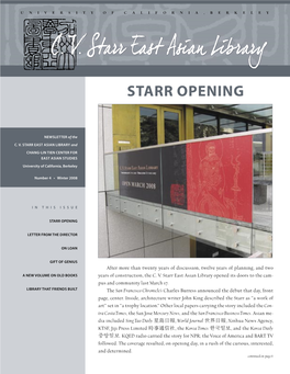 C. V. Starr East Asian Library STARR OPENING