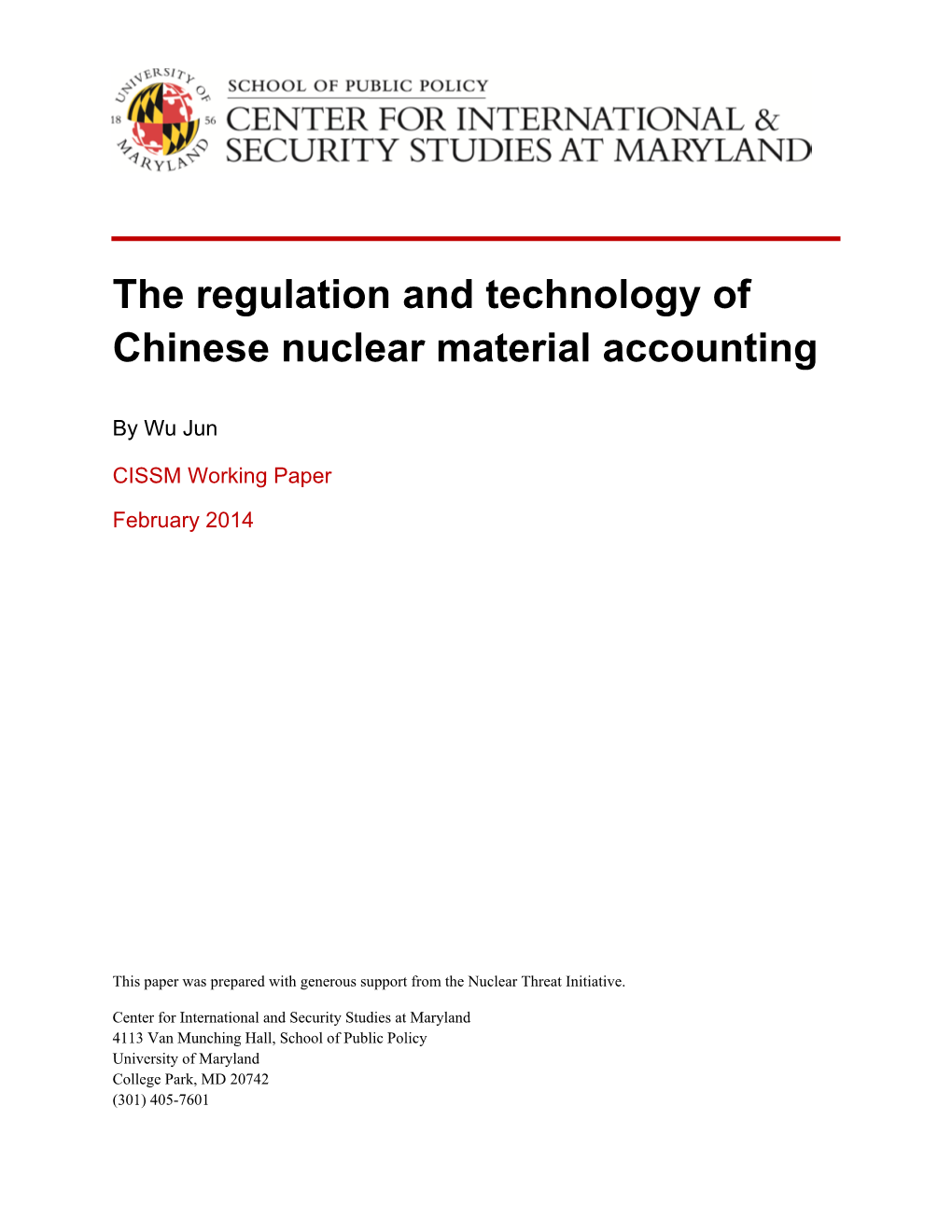 The Regulation and Technology of Chinese Nuclear Material Accounting