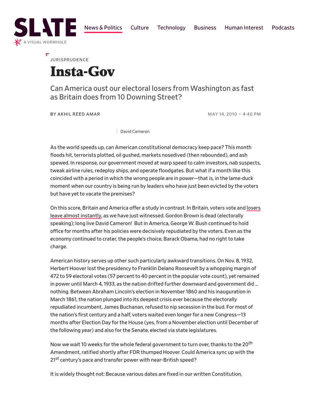 Insta-Gov Can America Oust Our Electoral Losers from Washington As Fast As Britain Does from 10 Downing Street?