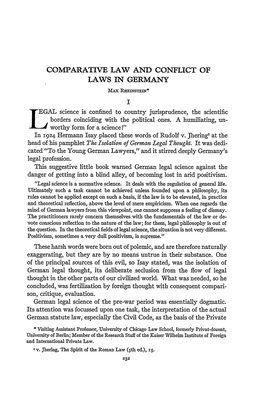 Comparative Law and Conflict of Laws in Germany