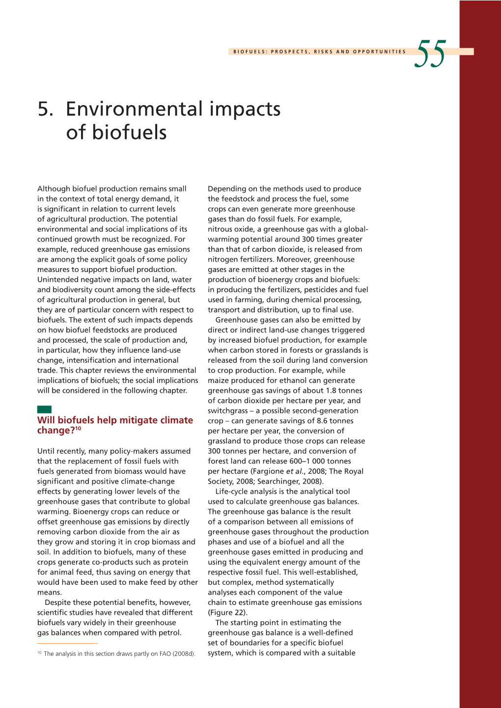 5. Environmental Impacts of Biofuels