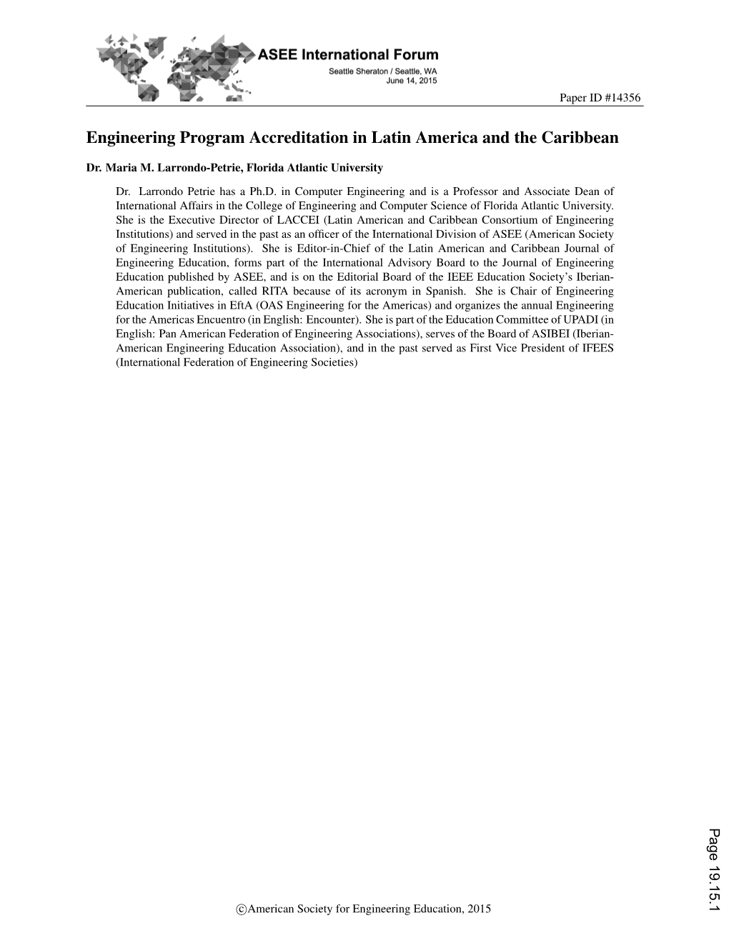 Engineering Program Accreditation in Latin America and the Caribbean