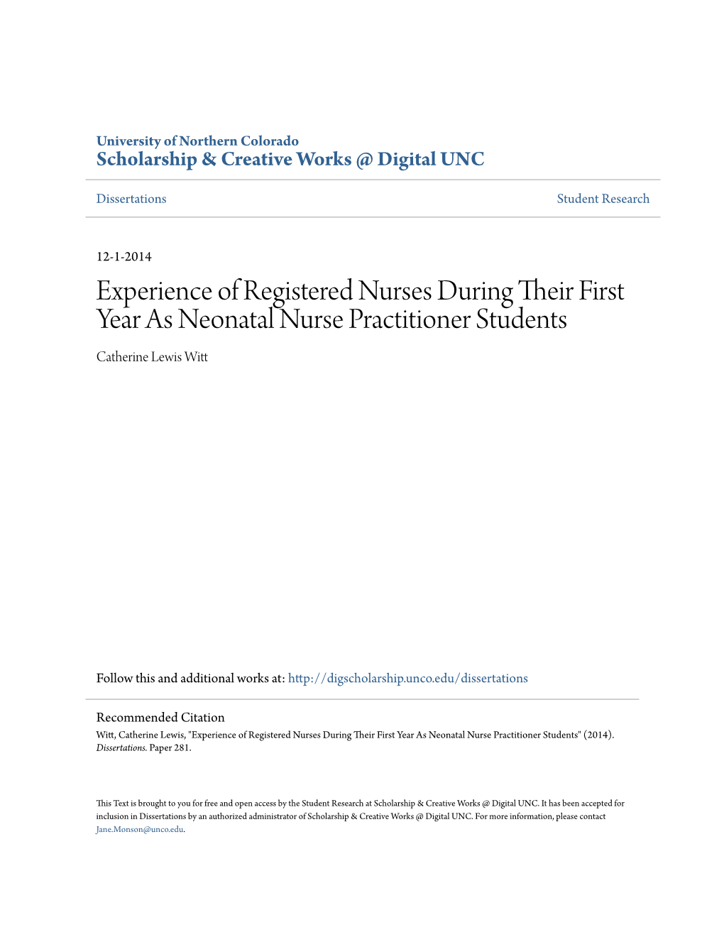Experience of Registered Nurses During Their First Year As Neonatal Nurse Practitioner Students