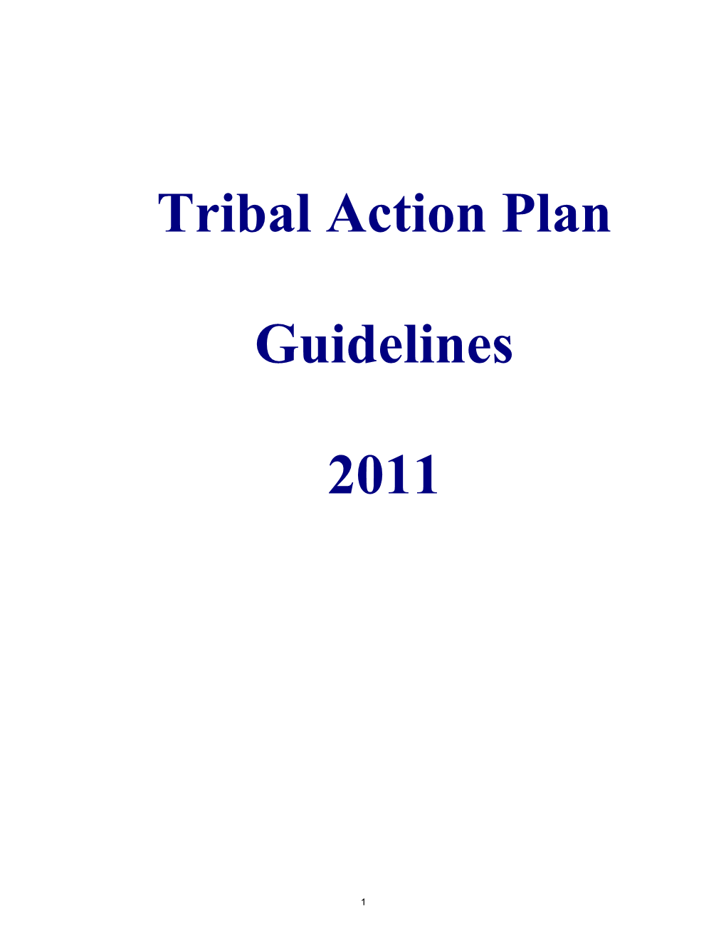 Tribal Action Plan Guidelines
