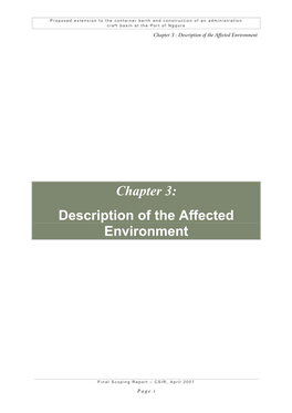 Chapter 3: Description of the Affected Environment