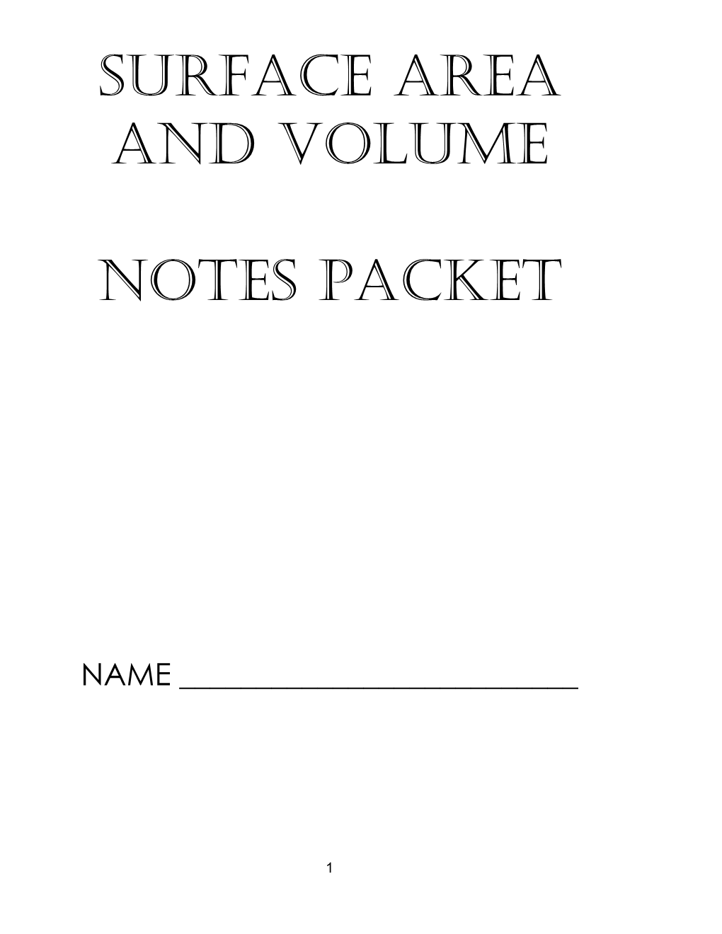 Surface Area and Volume Notes Packet