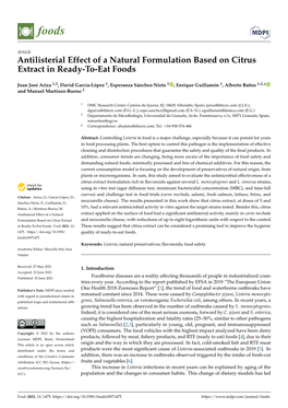 Antilisterial Effect of a Natural Formulation Based on Citrus Extract in Ready-To-Eat Foods