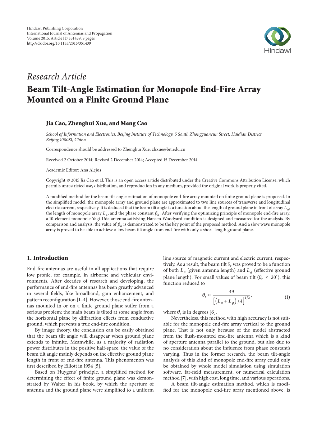 Beam Tilt-Angle Estimation for Monopole End-Fire Array Mounted on a Finite Ground Plane
