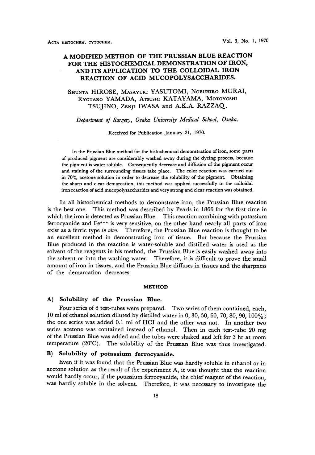 A Modified Method of the Prussian Blue Reaction For