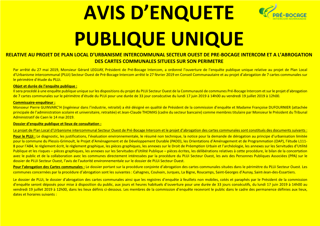 Relative Au Projet De Plan Local D'urbanisme