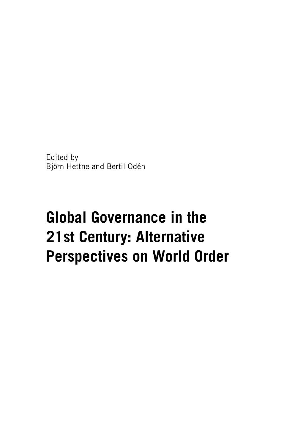 Global Governance in the 21St Century