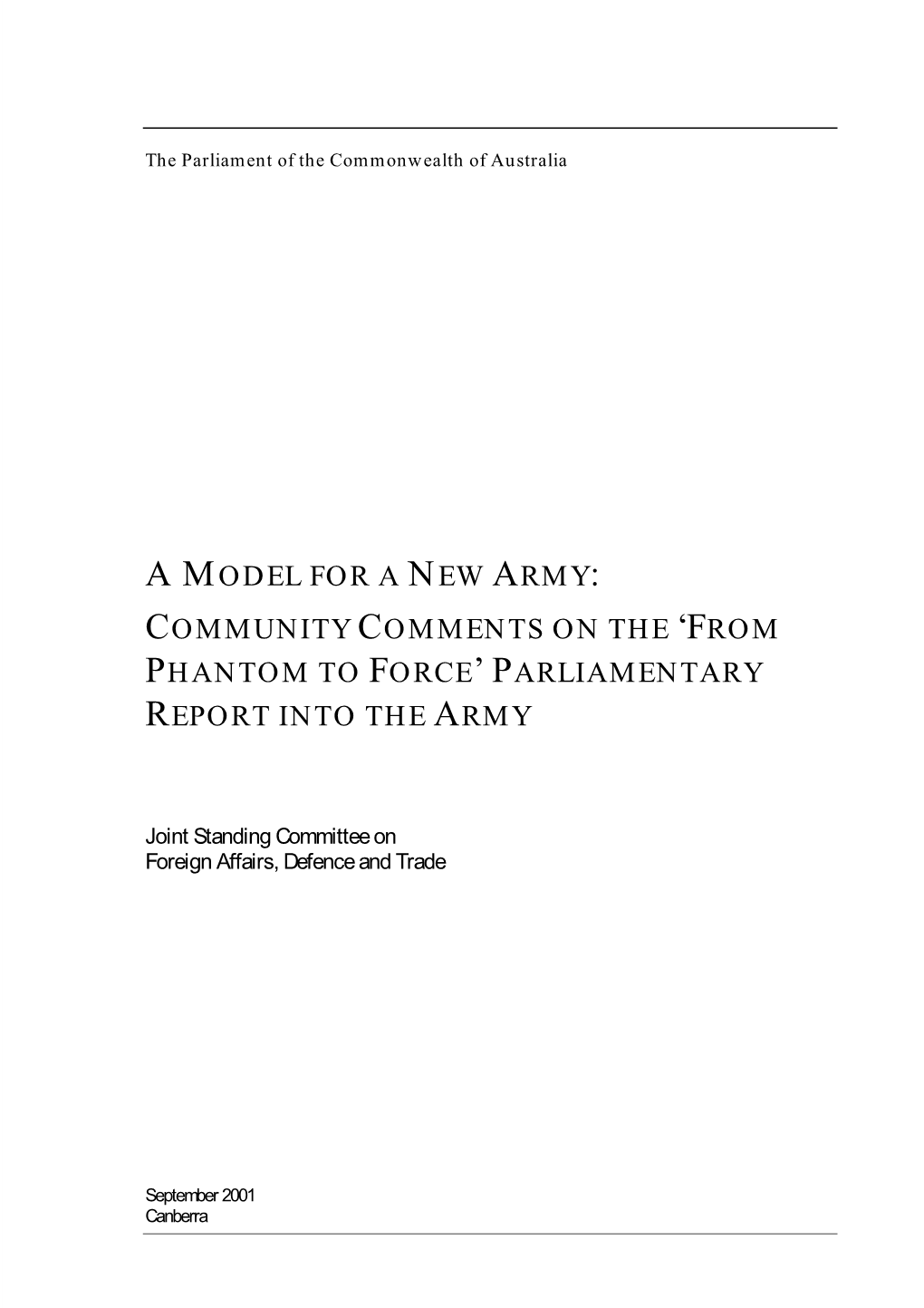 Full Report: a Model for a New Army: Community