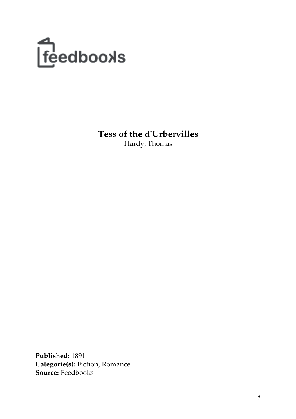 Tess of the D'urbervilles Hardy, Thomas