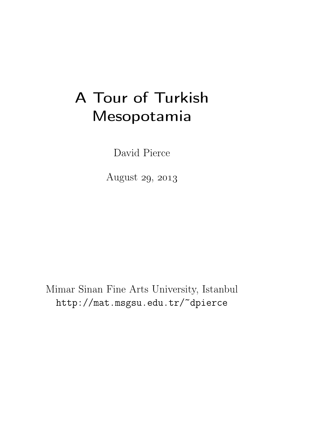 A Tour of Turkish Mesopotamia