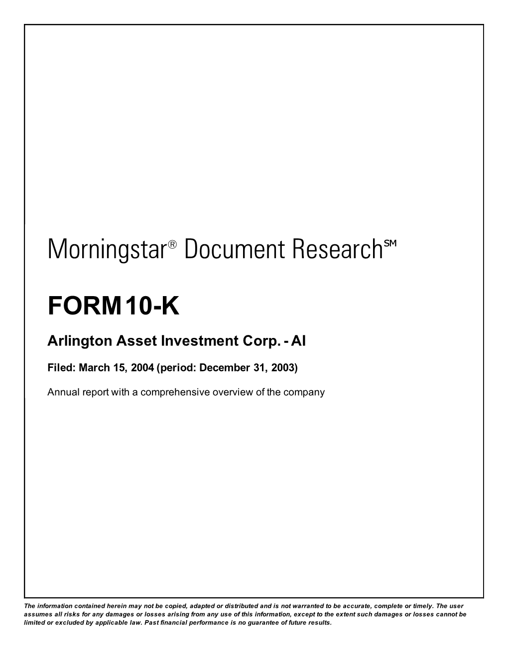 To Financial Statements of Fbr Asset Investment Corporation G-1