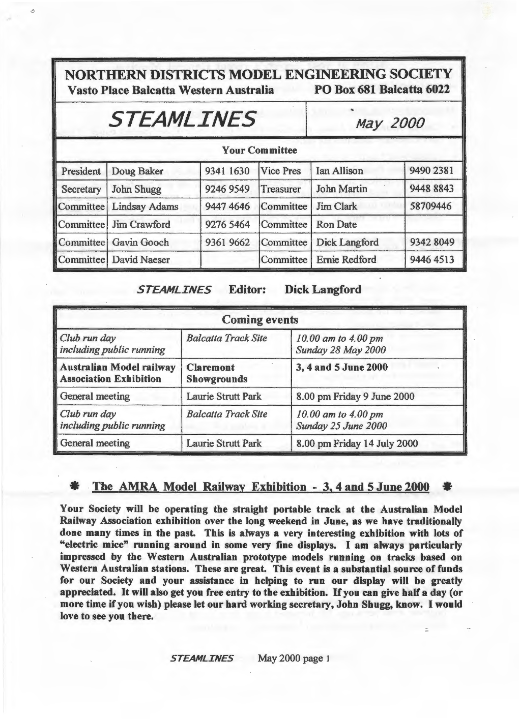 STEAMLINES May 2000