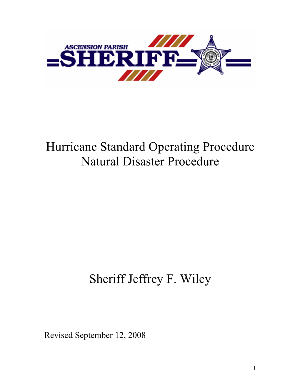 Hurricane Standard Operating Procedure Natural Disaster Procedure