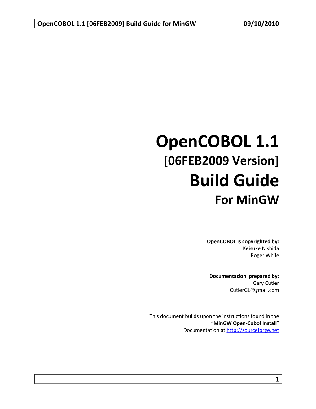 Opencobol 1.1 Build Guide