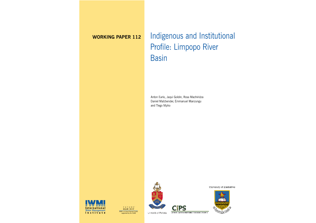 Indigenous and Institutional Profile: Limpopo River Basin