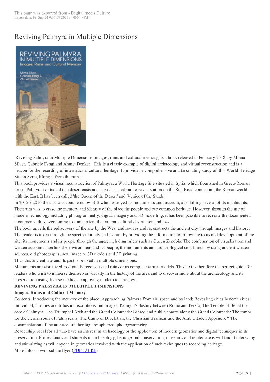 Reviving Palmyra in Multiple Dimensions