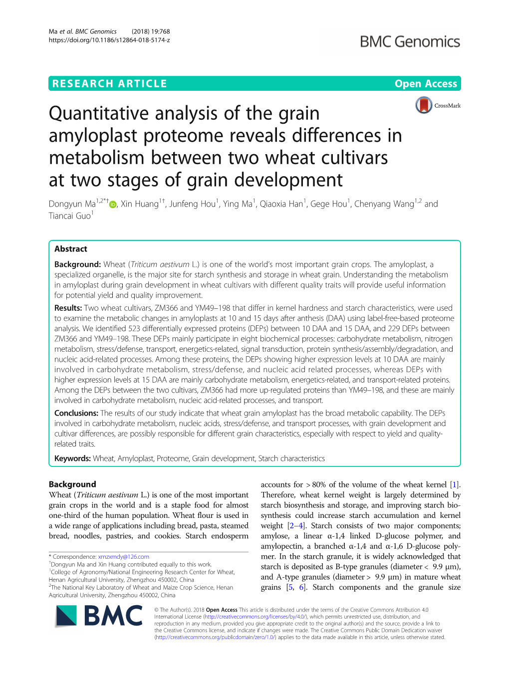 Quantitative Analysis of the Grain Amyloplast Proteome Reveals