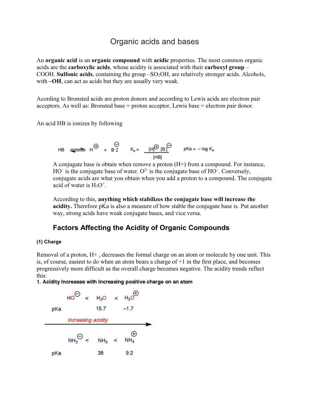 Organic Acids and Bases