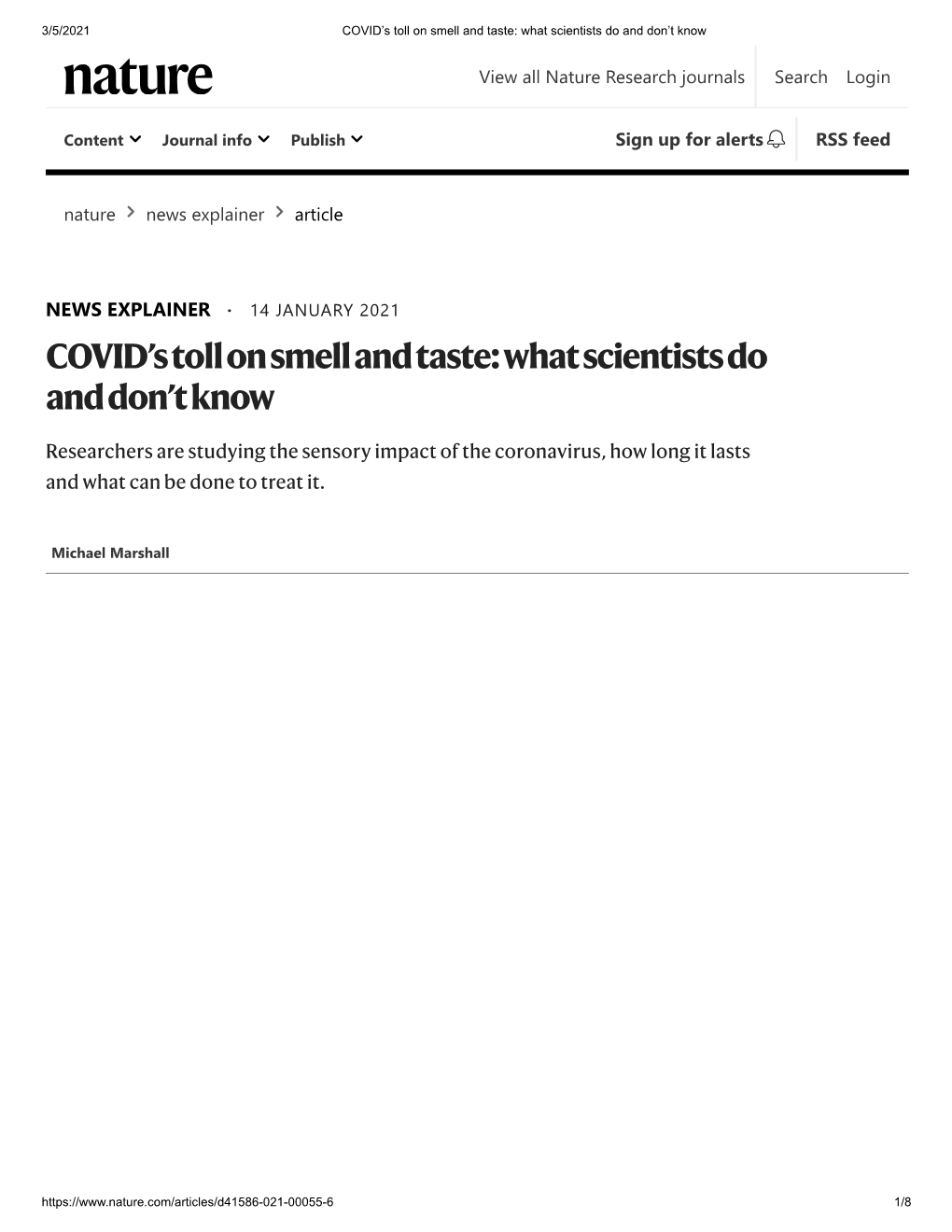 COVID's Toll on Smell and Taste: What Scientists Do and Don't Know