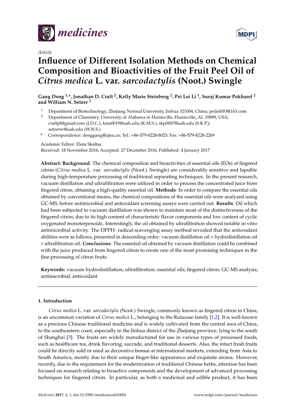 Influence of Different Isolation Methods on Chemical Composition