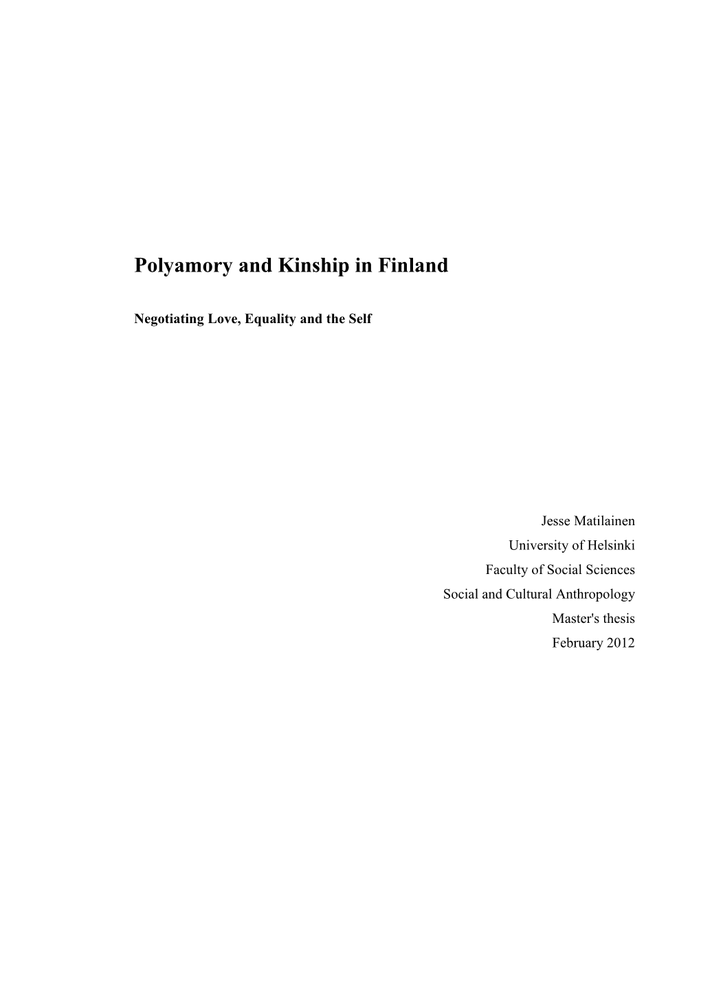 Polyamory and Kinship in Finland