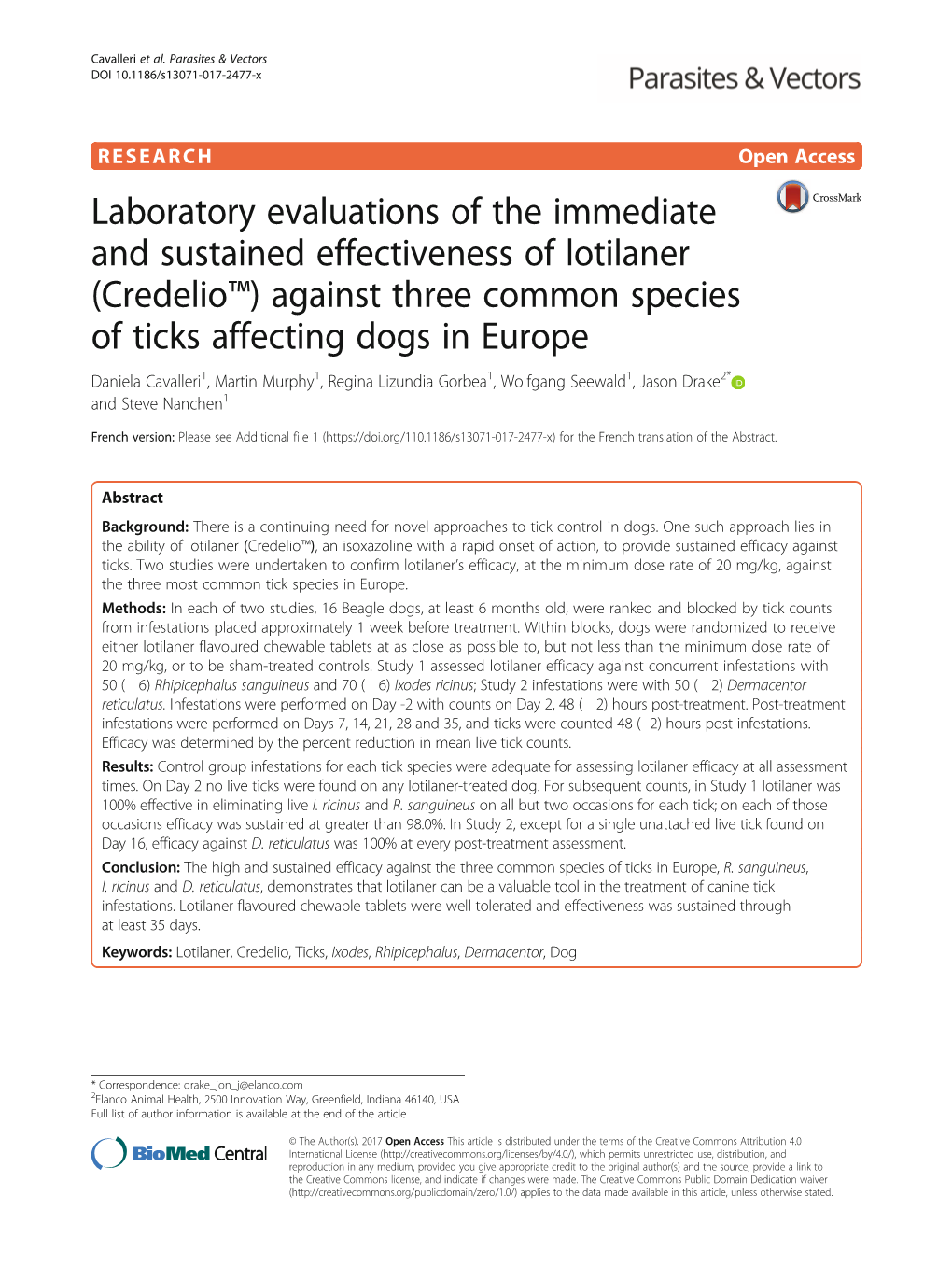 (Credelio™) Against Three Common Species of Ticks Affecting Dogs In