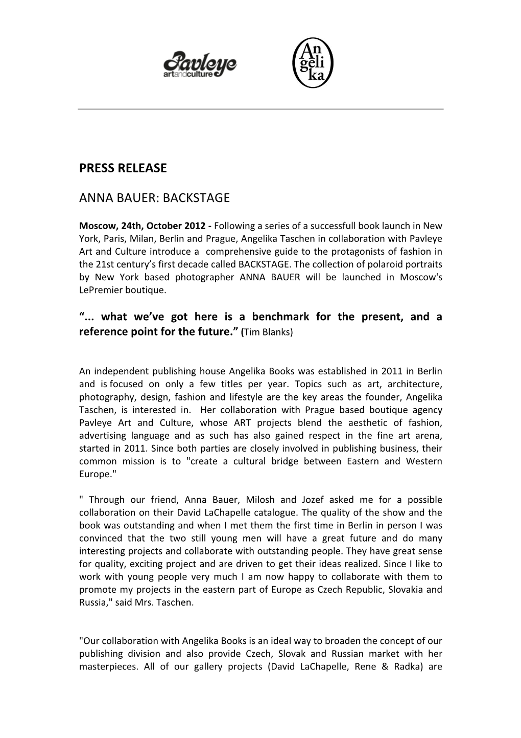 Press Release Anna Bauer