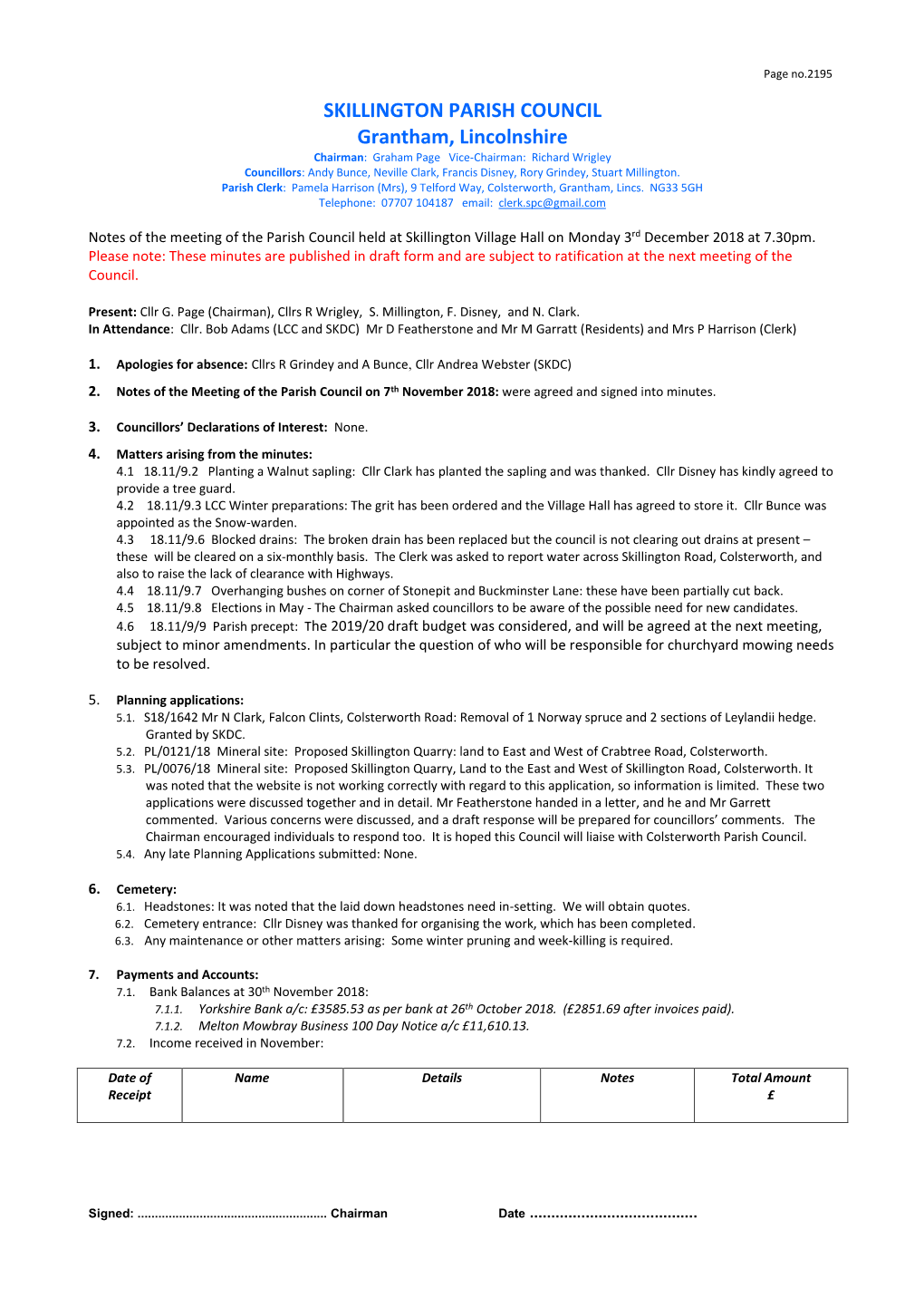 Skillington Parish Council