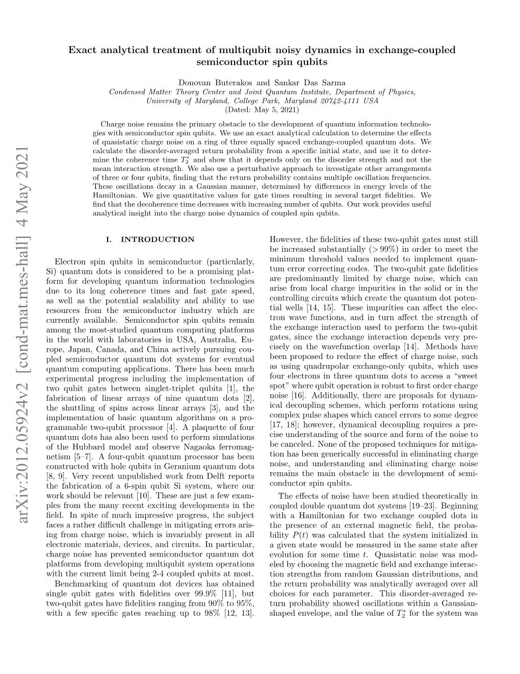 Arxiv:2012.05924V2 [Cond-Mat.Mes-Hall] 4 May 2021